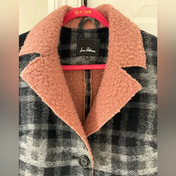 Sam Edelman Small Plaid Wool-Blend Coat with Pink Accents EUC - Picture 4 of 8